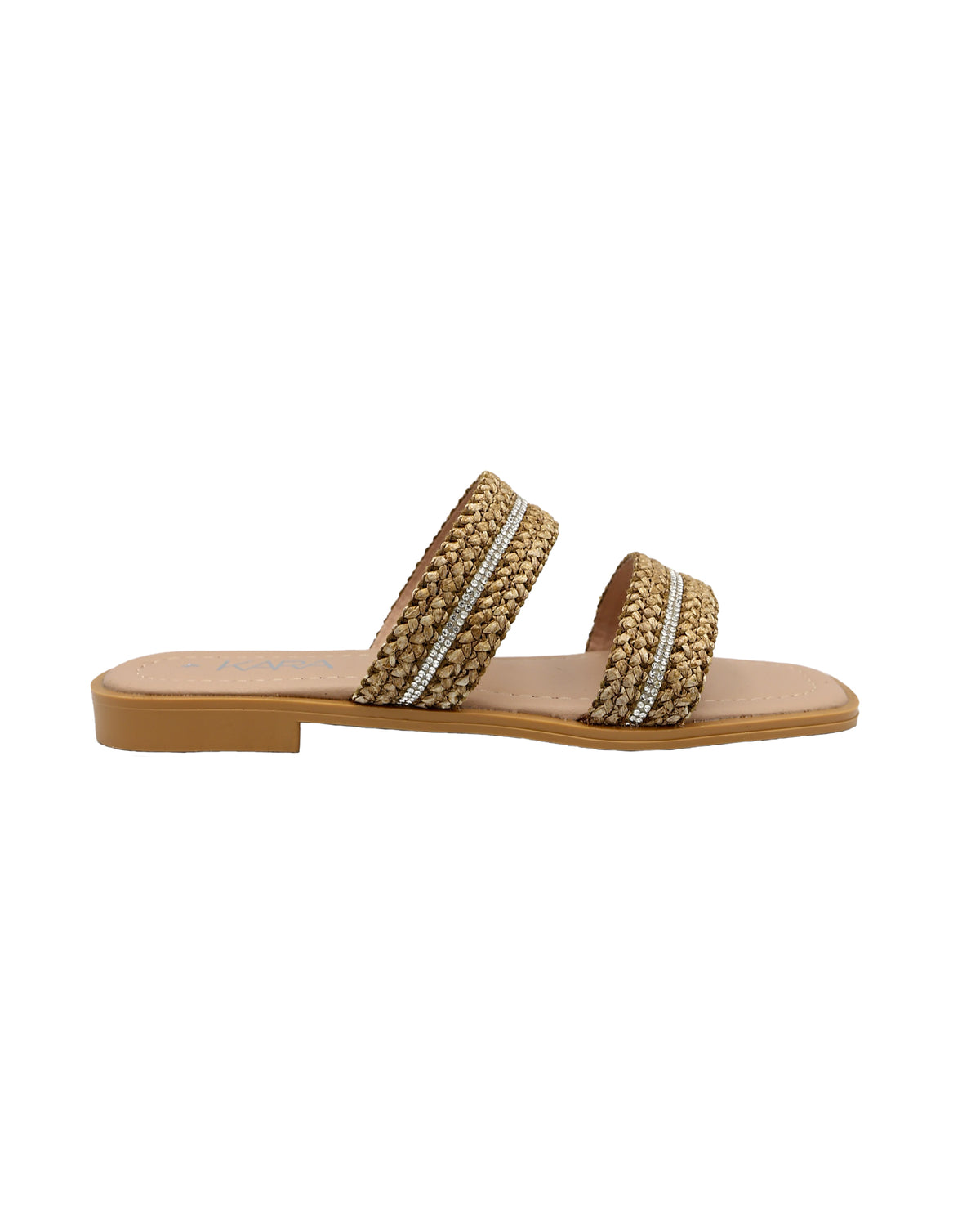 Taupe Embellished Double Band Mule