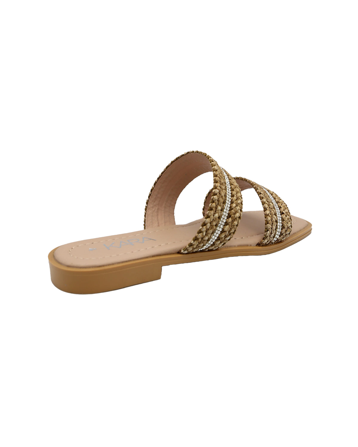 Taupe Embellished Double Band Mule