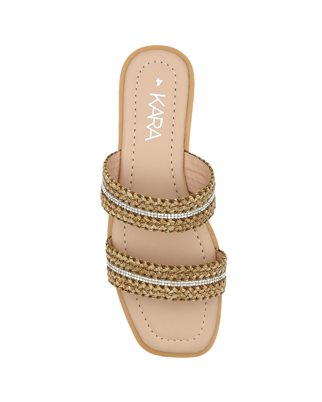 Taupe Embellished Double Band Mule