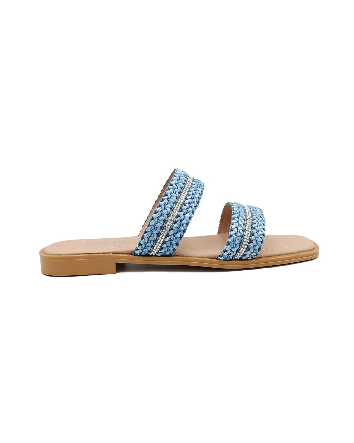Blue Embellished Double Band Mule