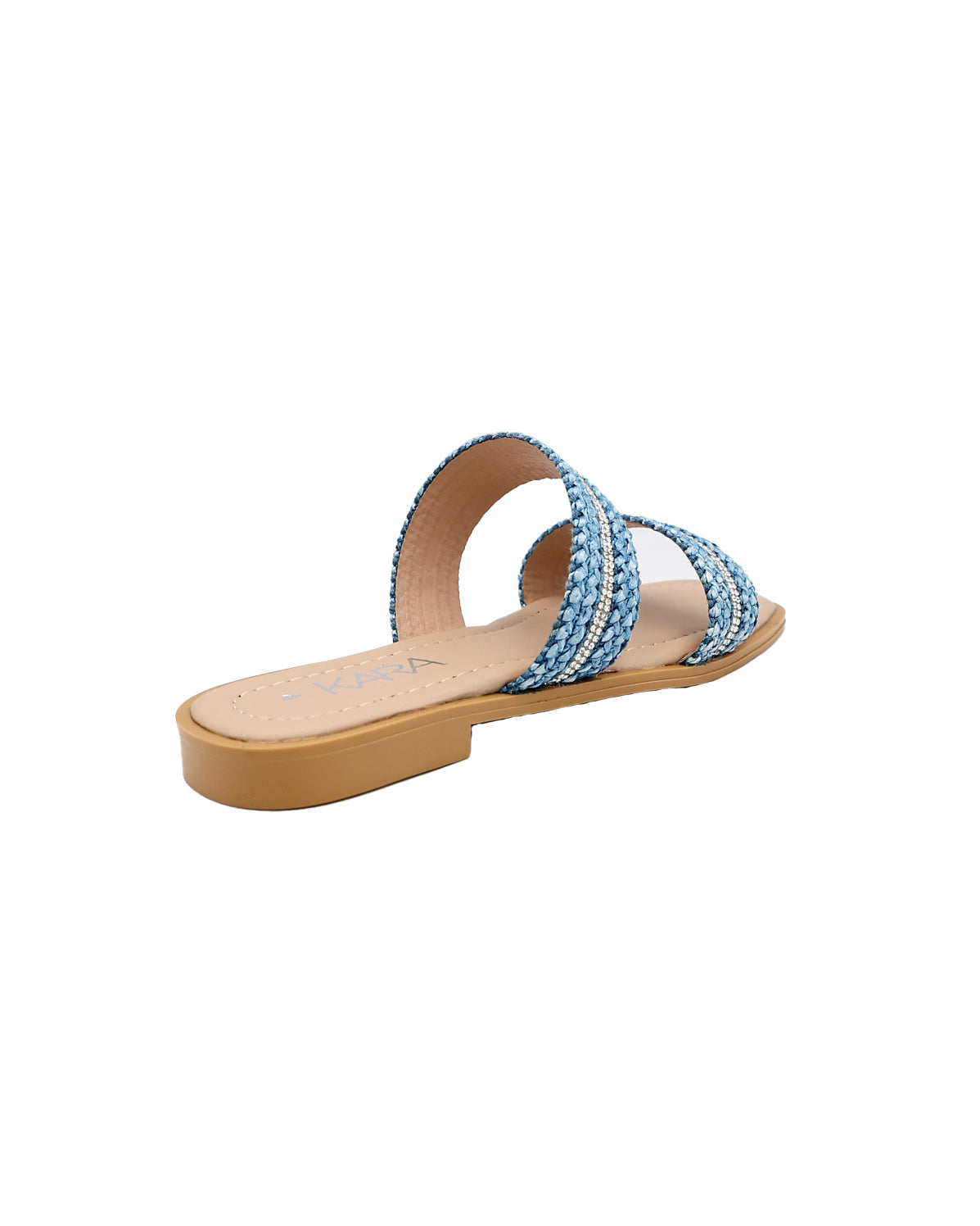 Blue Embellished Double Band Mule