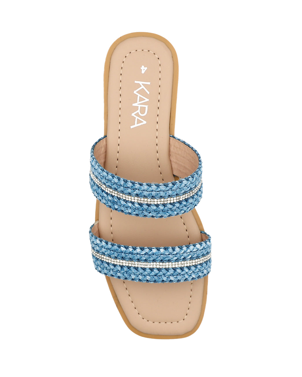Blue Embellished Double Band Mule