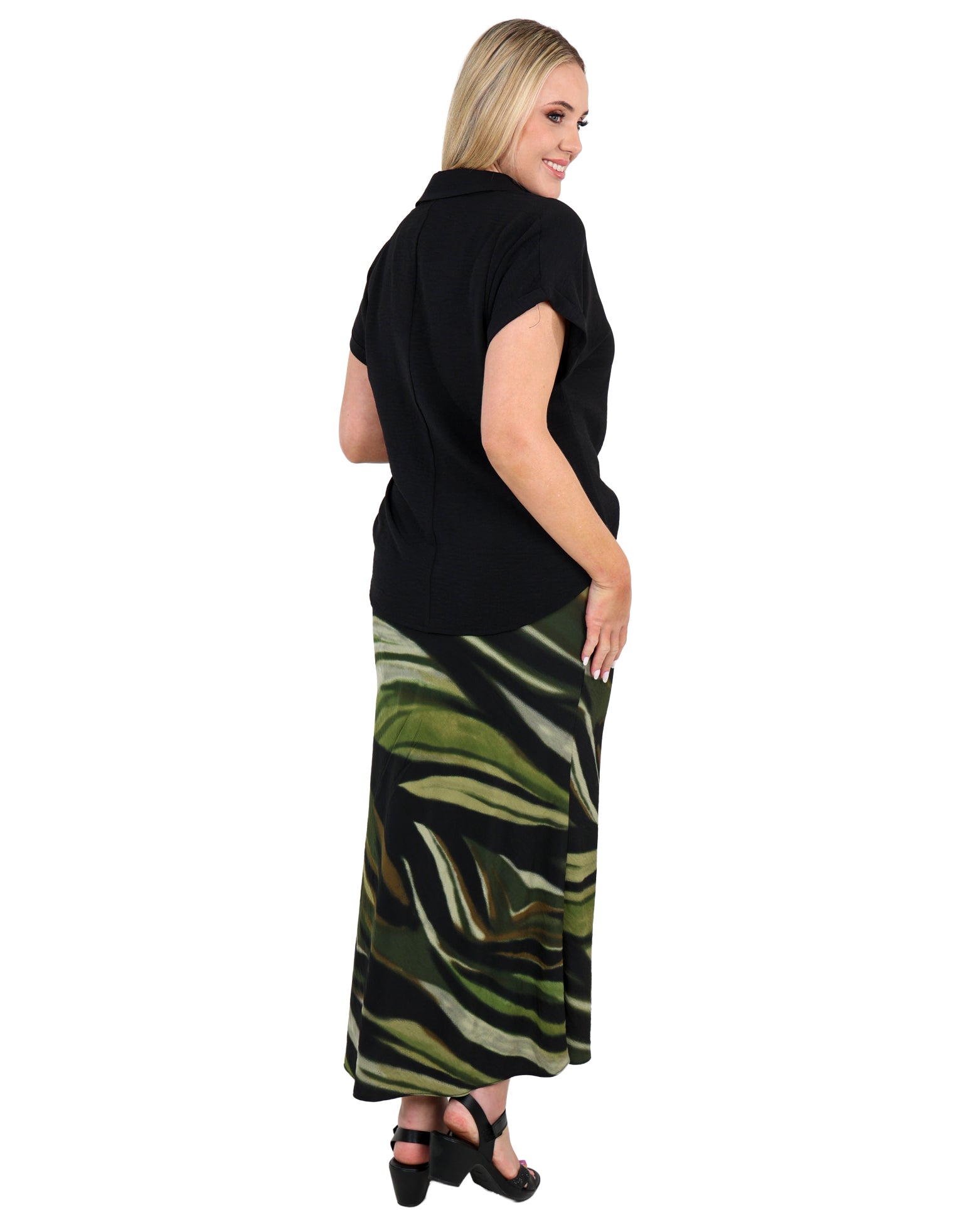 Abstract Print Bias Cut Maxi Skirt