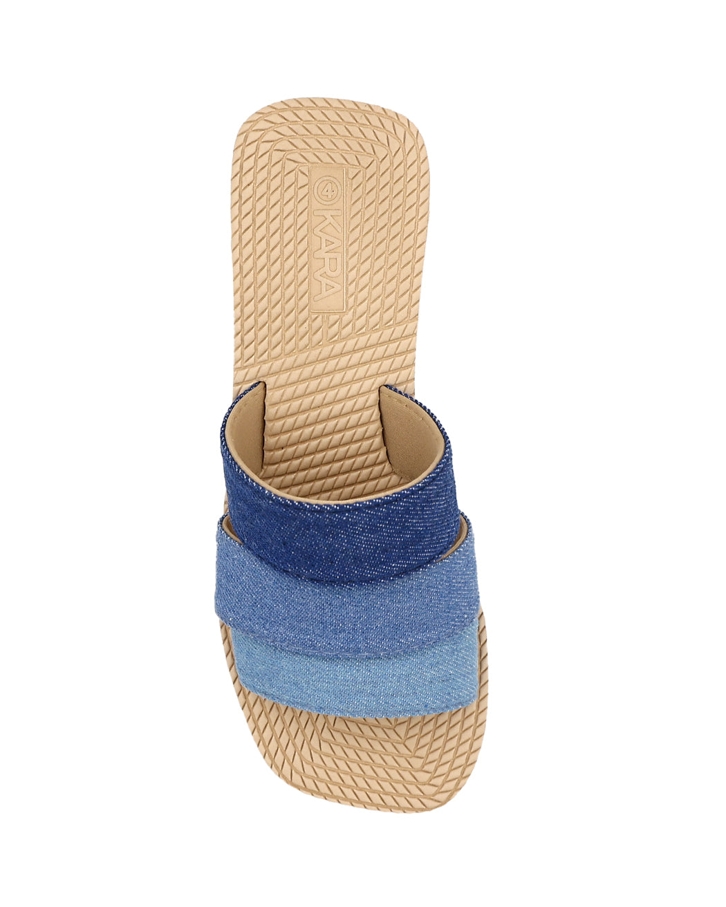 Blue Tri Strap Wedge Sandal