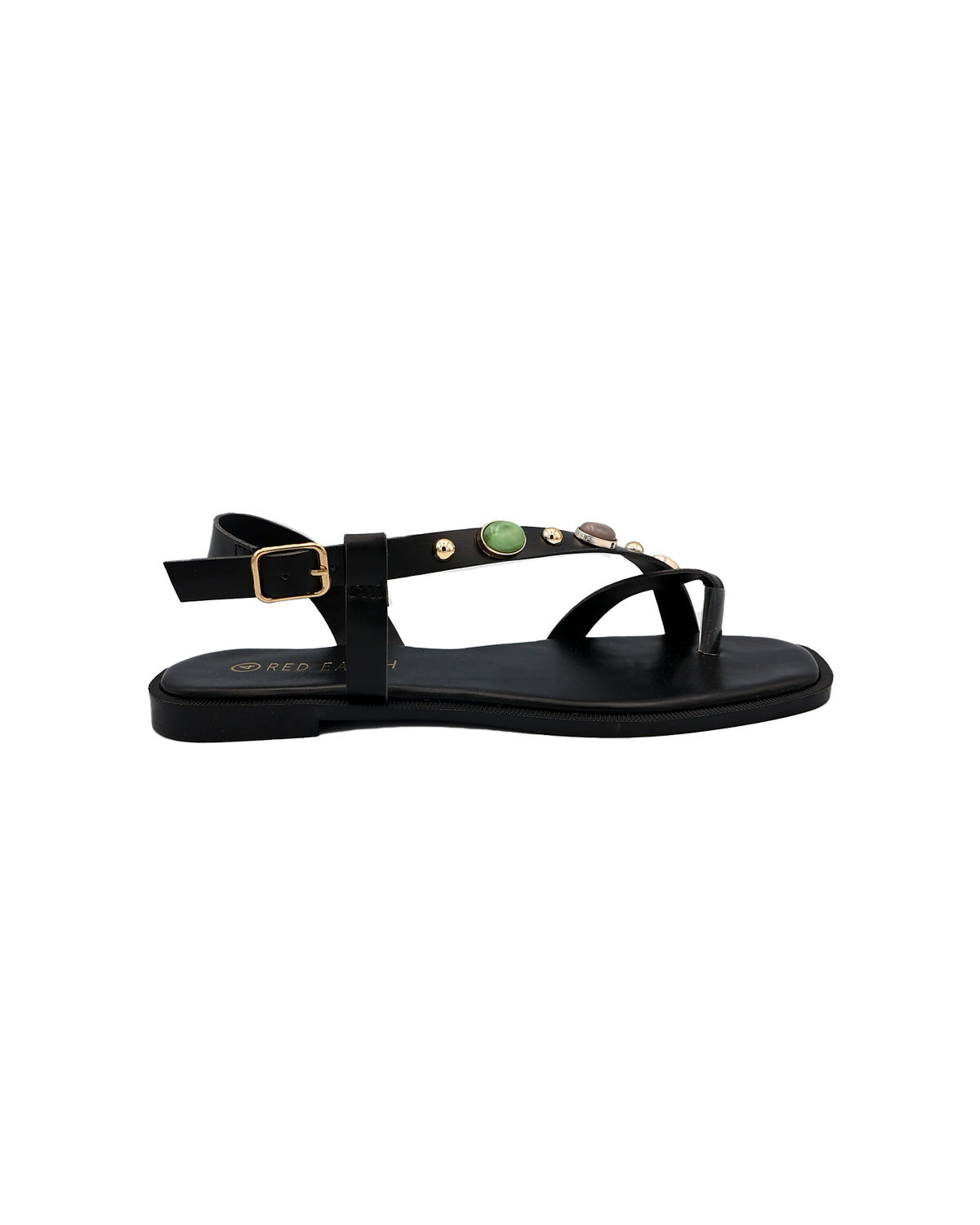 Black Stone Detail Asymmetric Slingback Sandal