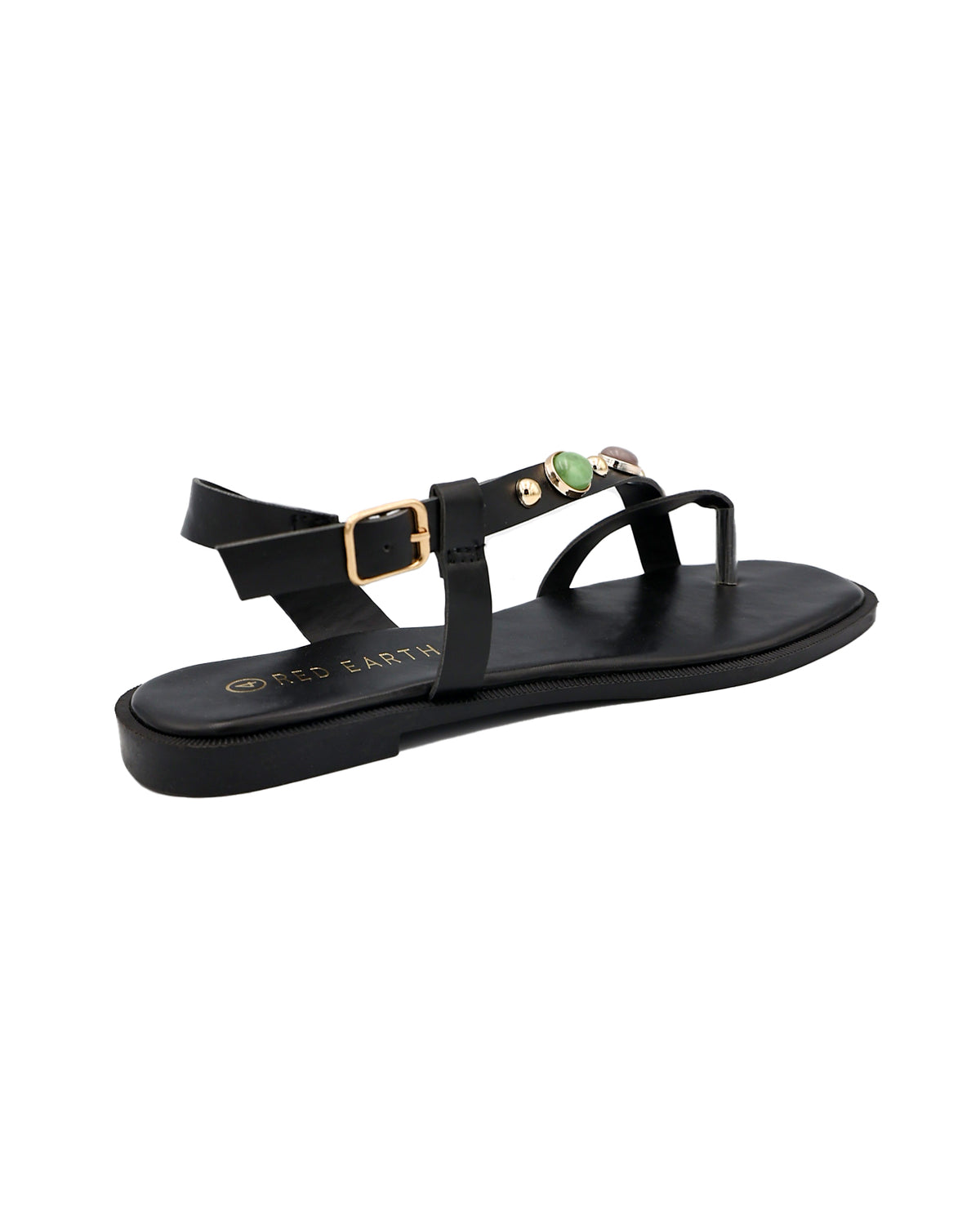 Black Stone Detail Asymmetric Slingback Sandal
