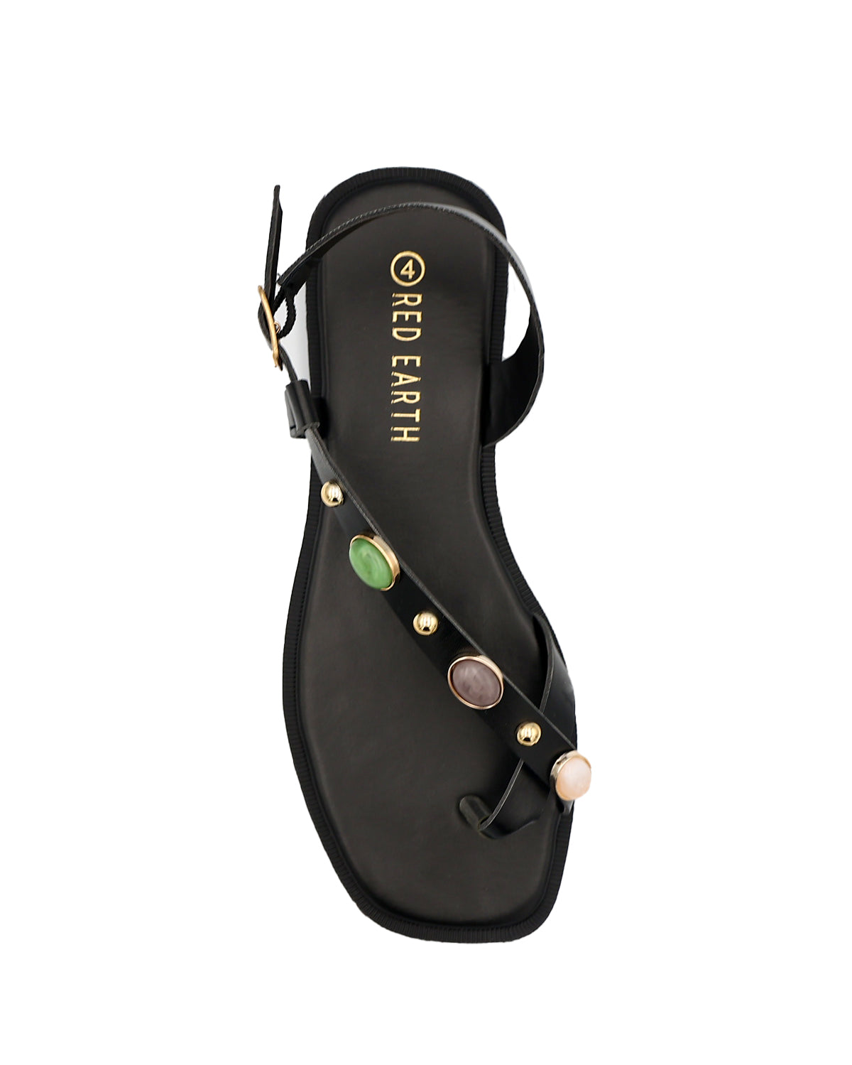 Black Stone Detail Asymmetric Slingback Sandal