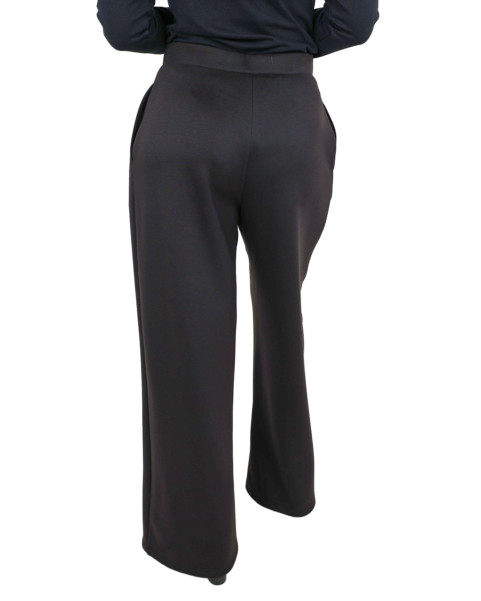 Black Flared Scuba Pull Up Pants