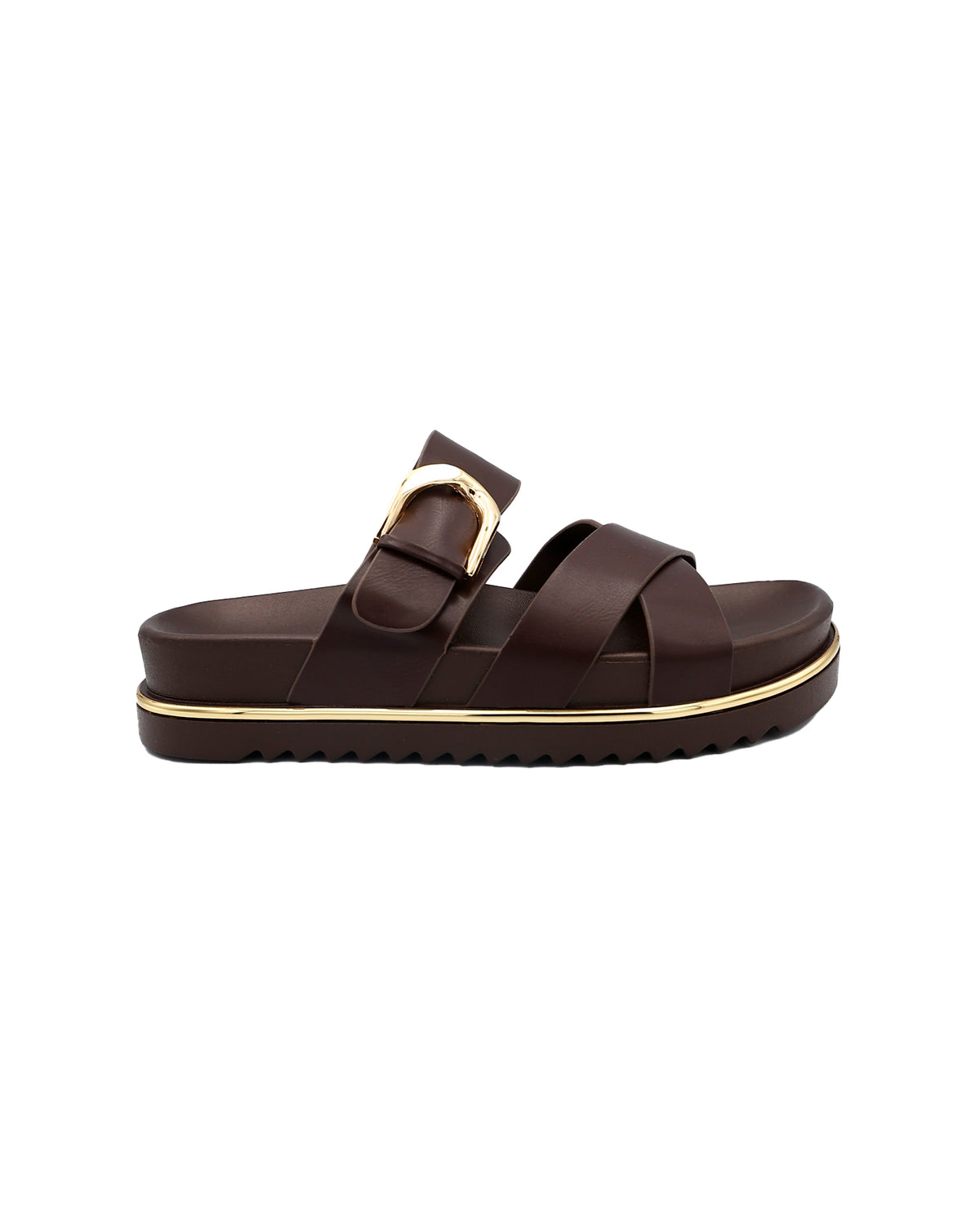 Crossover Buckle Detail Cleated Mule