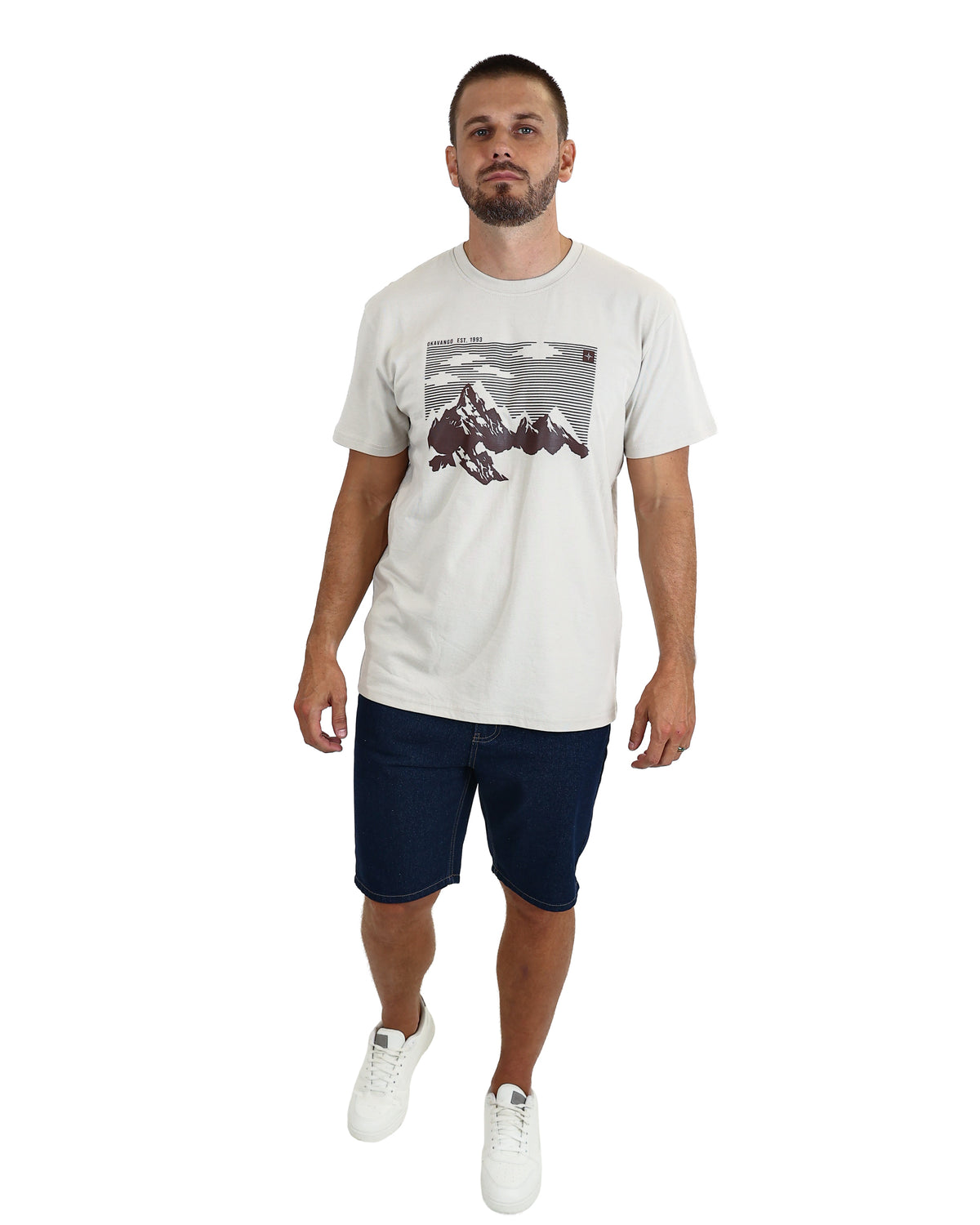 Okavango Short Sleeve Stone Mountain Range Graphic T-Shirt