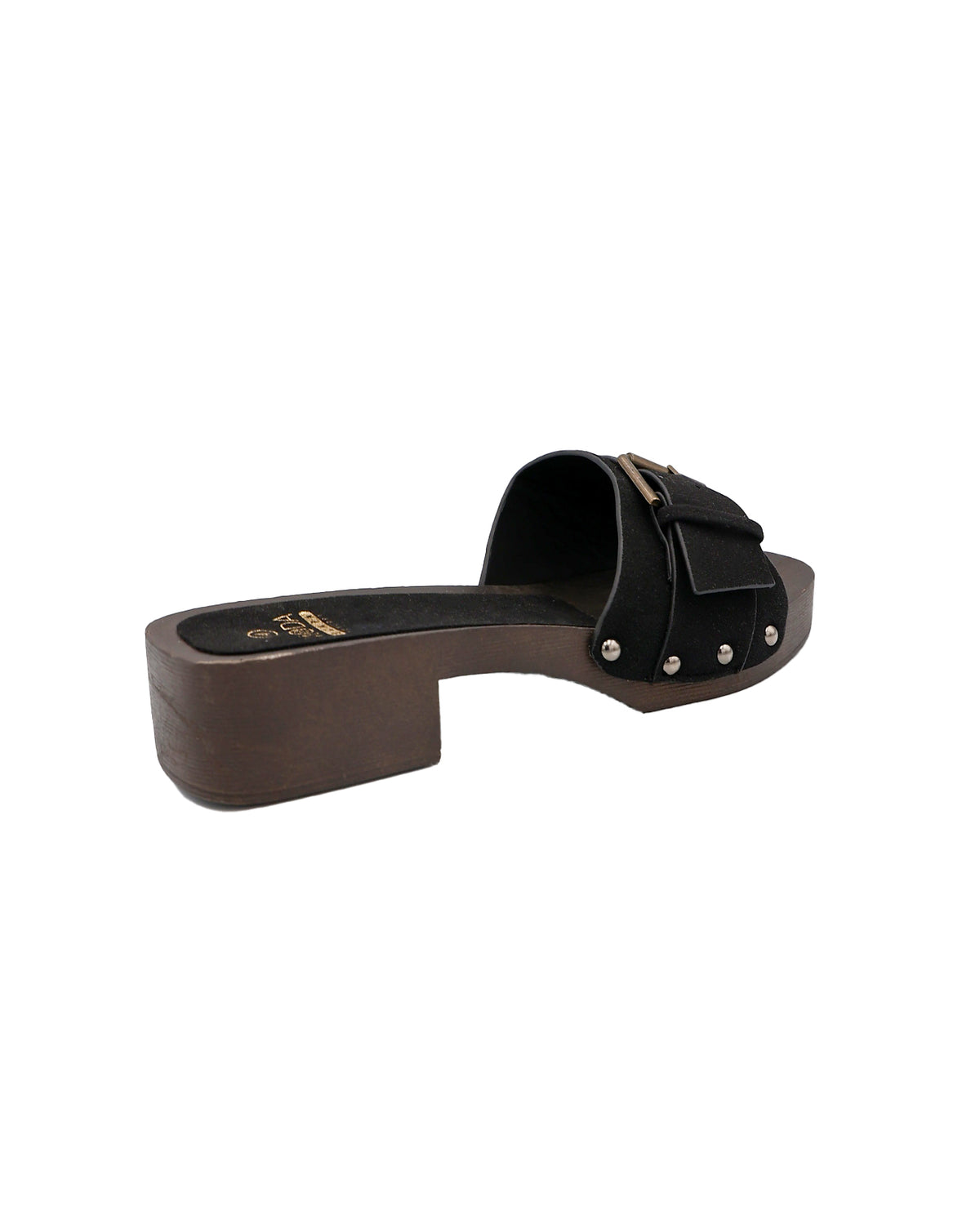 Black Buckle Detail Mule Clog