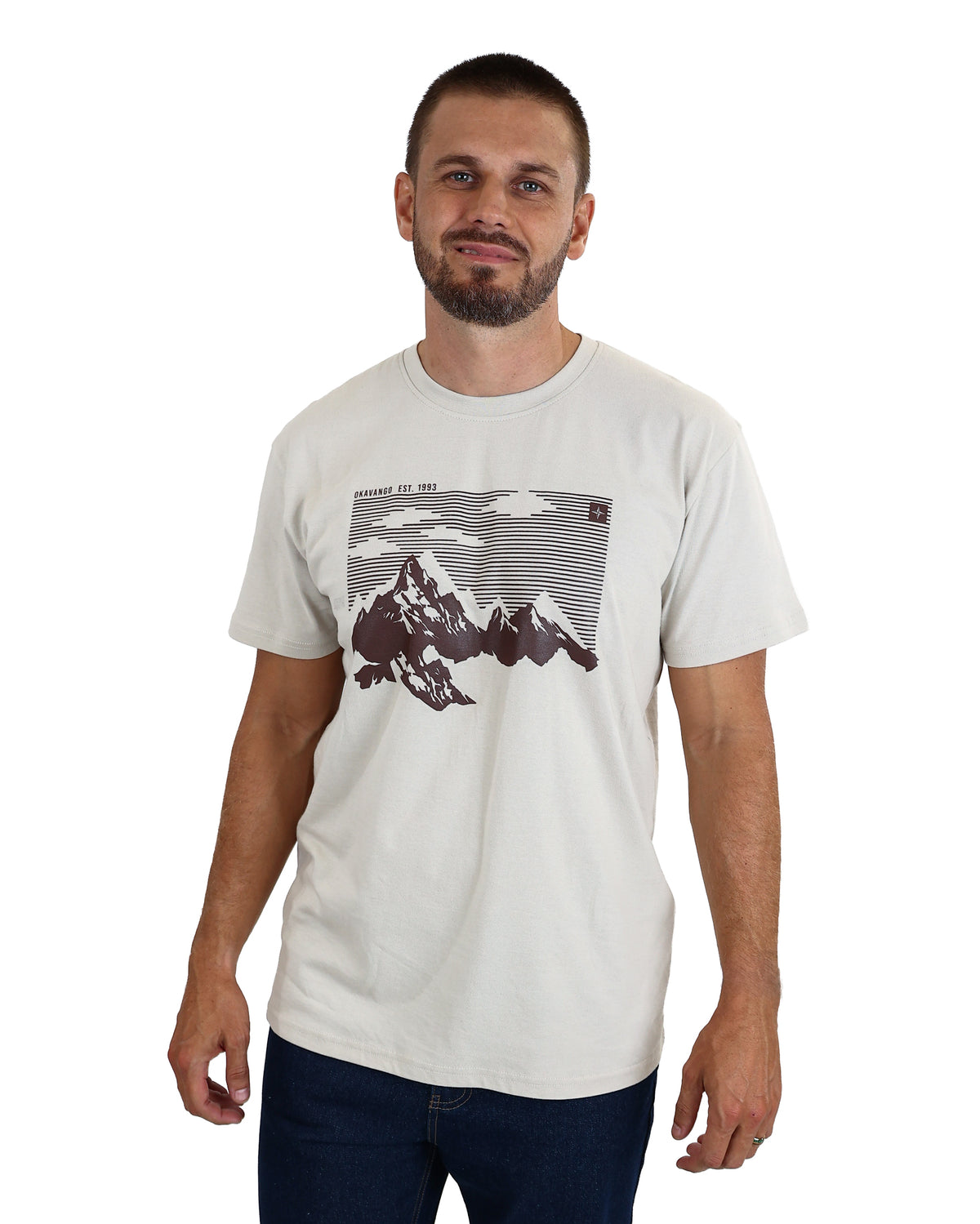 Okavango Short Sleeve Stone Mountain Range Graphic T-Shirt