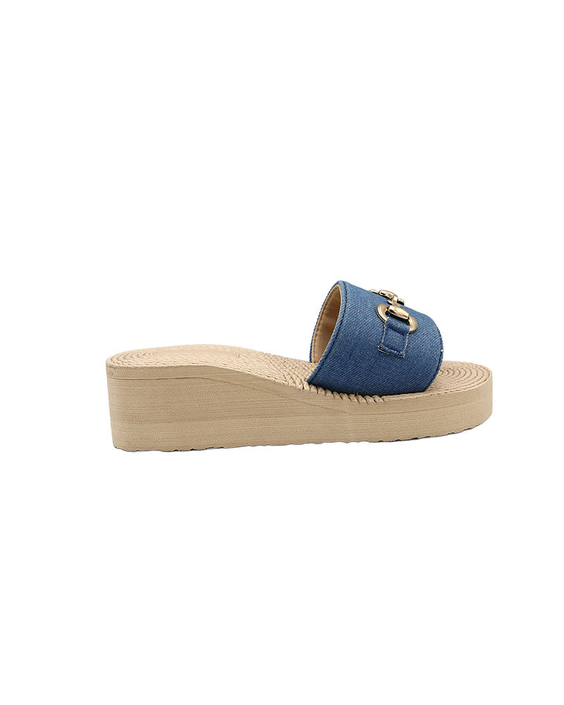 Blue Denim Snaffle Detail Wedge