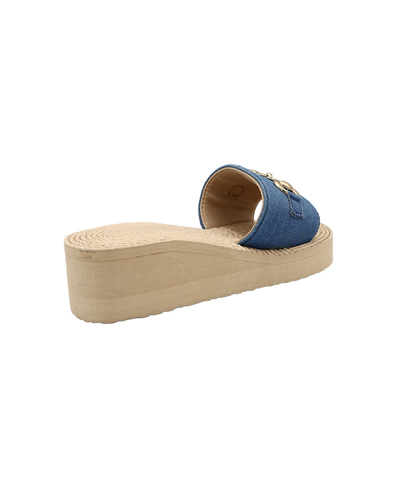 Blue Denim Snaffle Detail Wedge