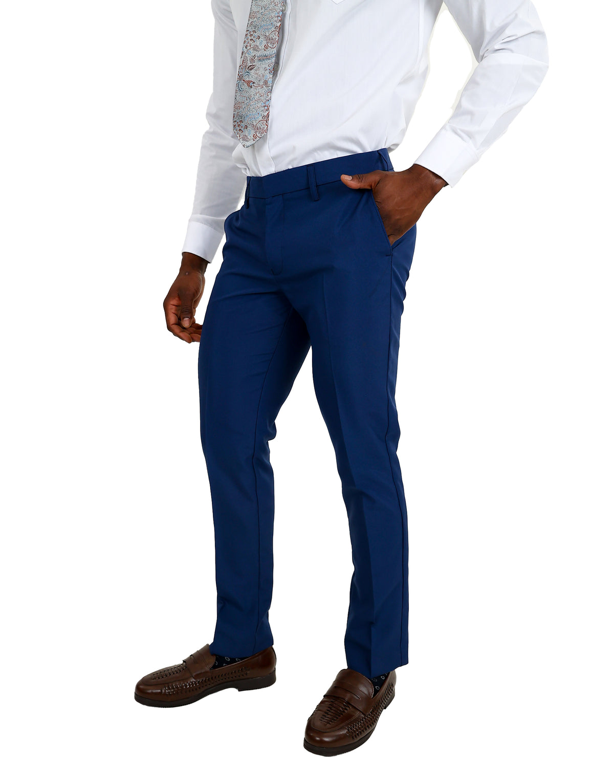 Matt Blue Slim Fit Classic Formal Trouser