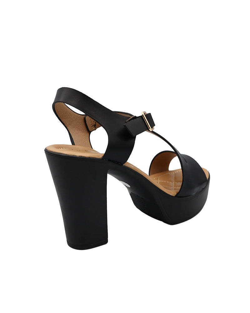 Asymmetric Strap Detail Platform Block Heel