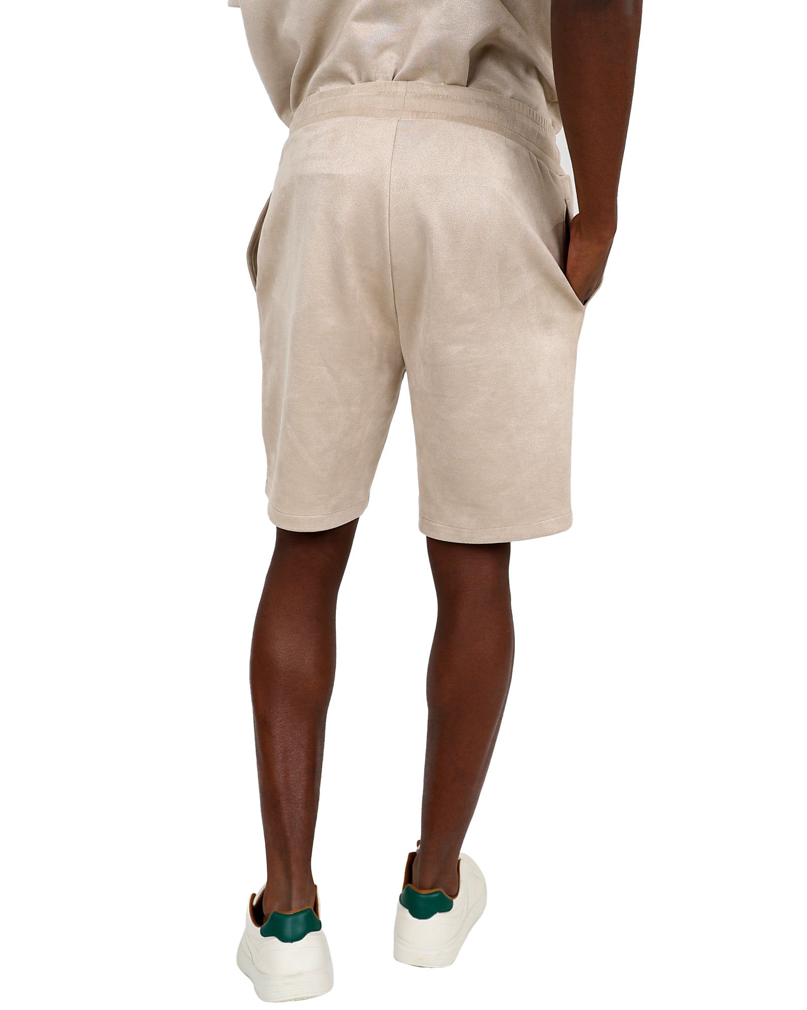 Funk Taupe Suede Embroidered Shorts