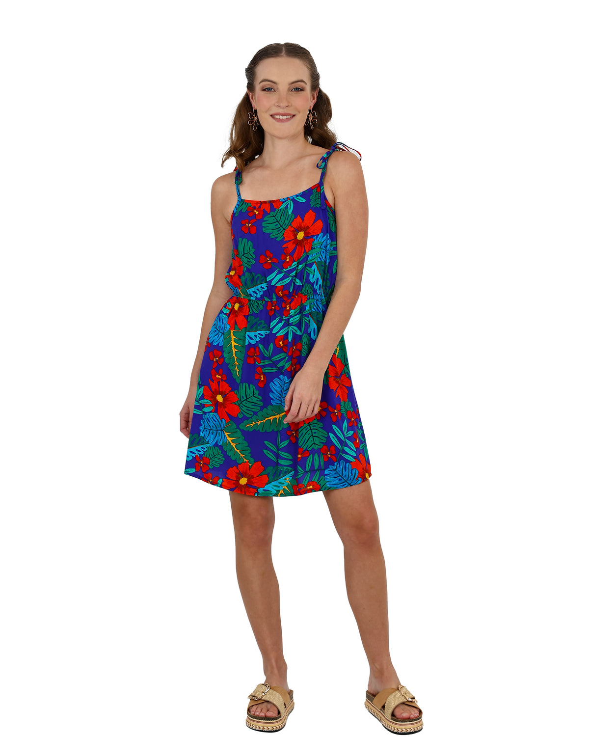 Strappy Bold Floral Skater Dress