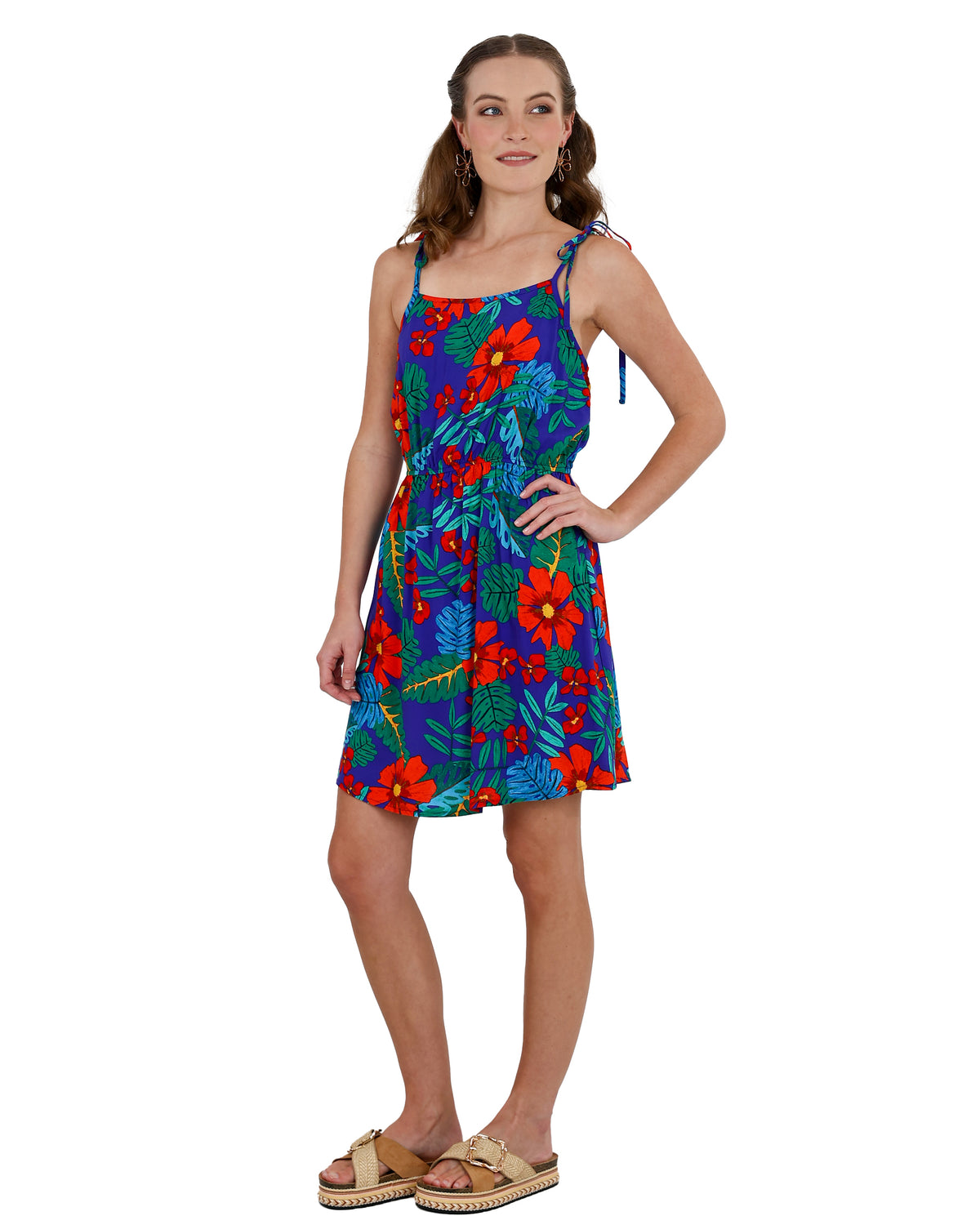 Strappy Bold Floral Skater Dress