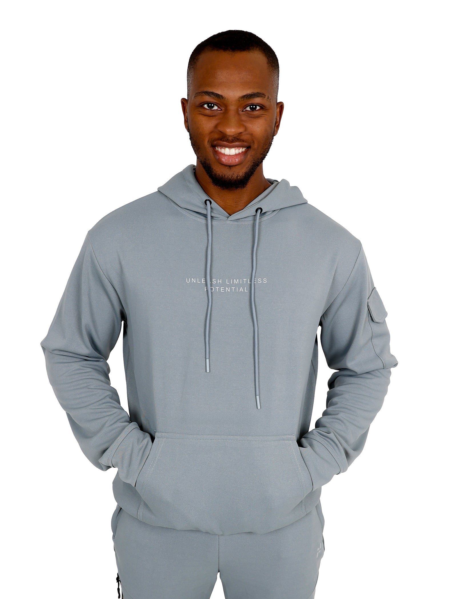 Long Sleeve Lined Light Grey Scuba Active Hoodie