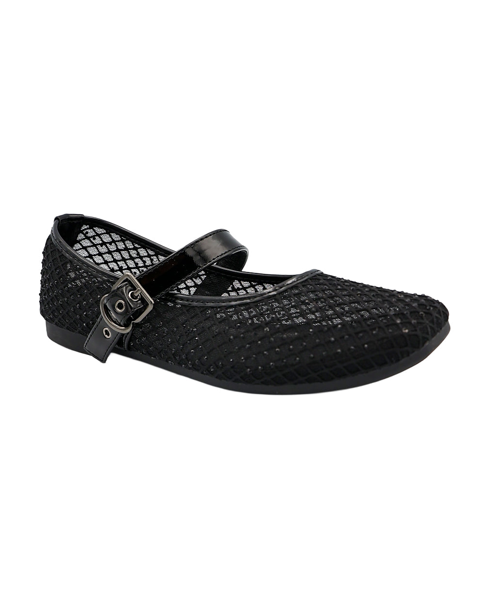 Embellished Bar Detail Mesh Pump