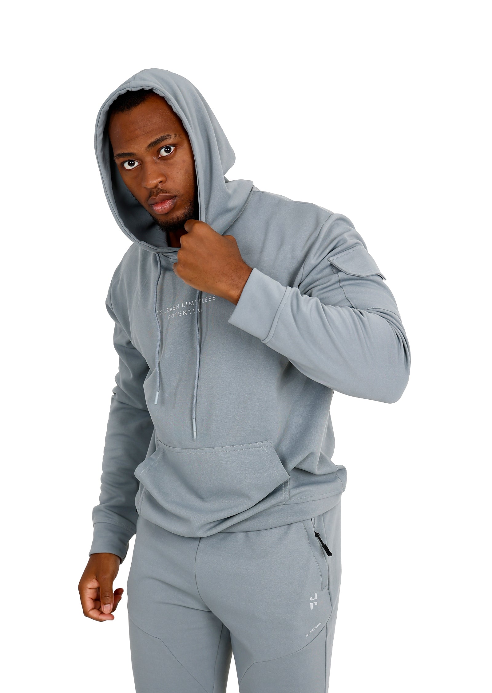 Long Sleeve Lined Light Grey Scuba Active Hoodie