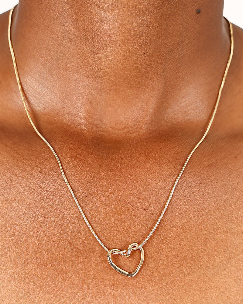 Gold Looped Heart Rope Necklace