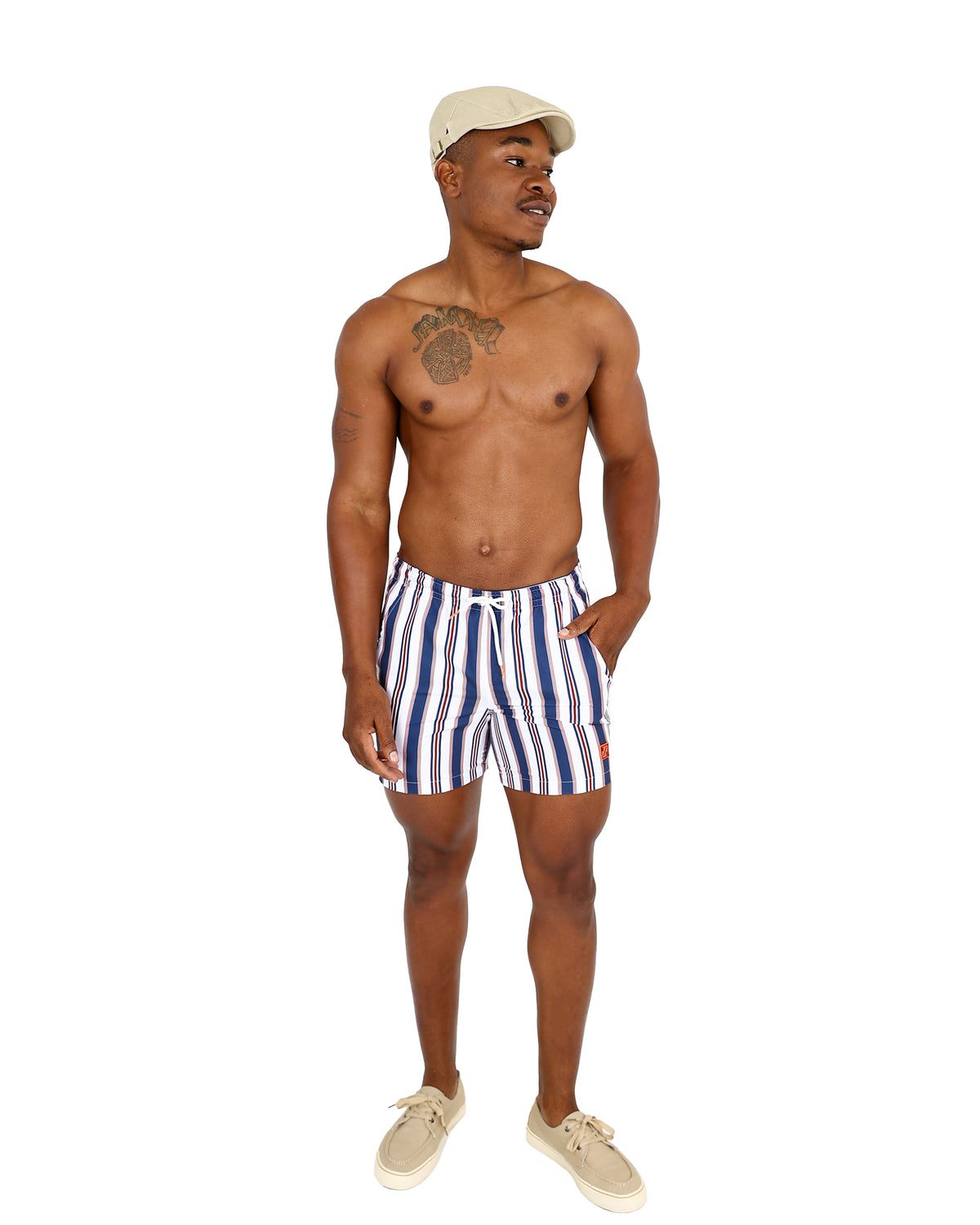 Navy Nautical Stripe Swim Shorts