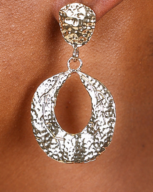 Hammered Gold Drop Earrings
