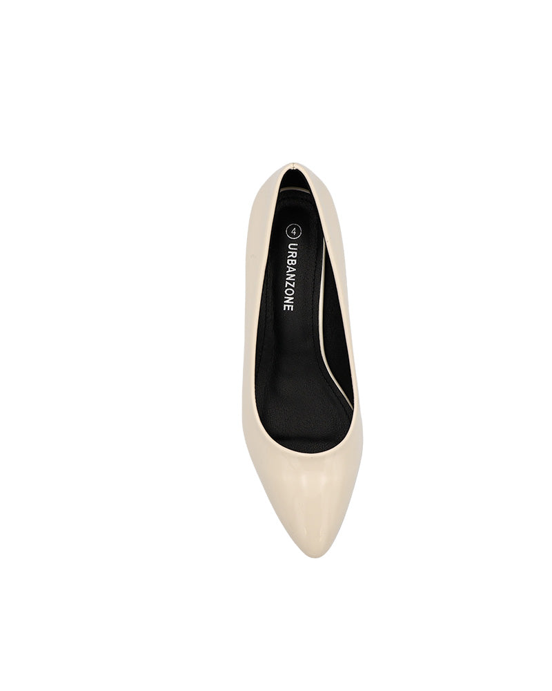 White Low Block Court Shoes