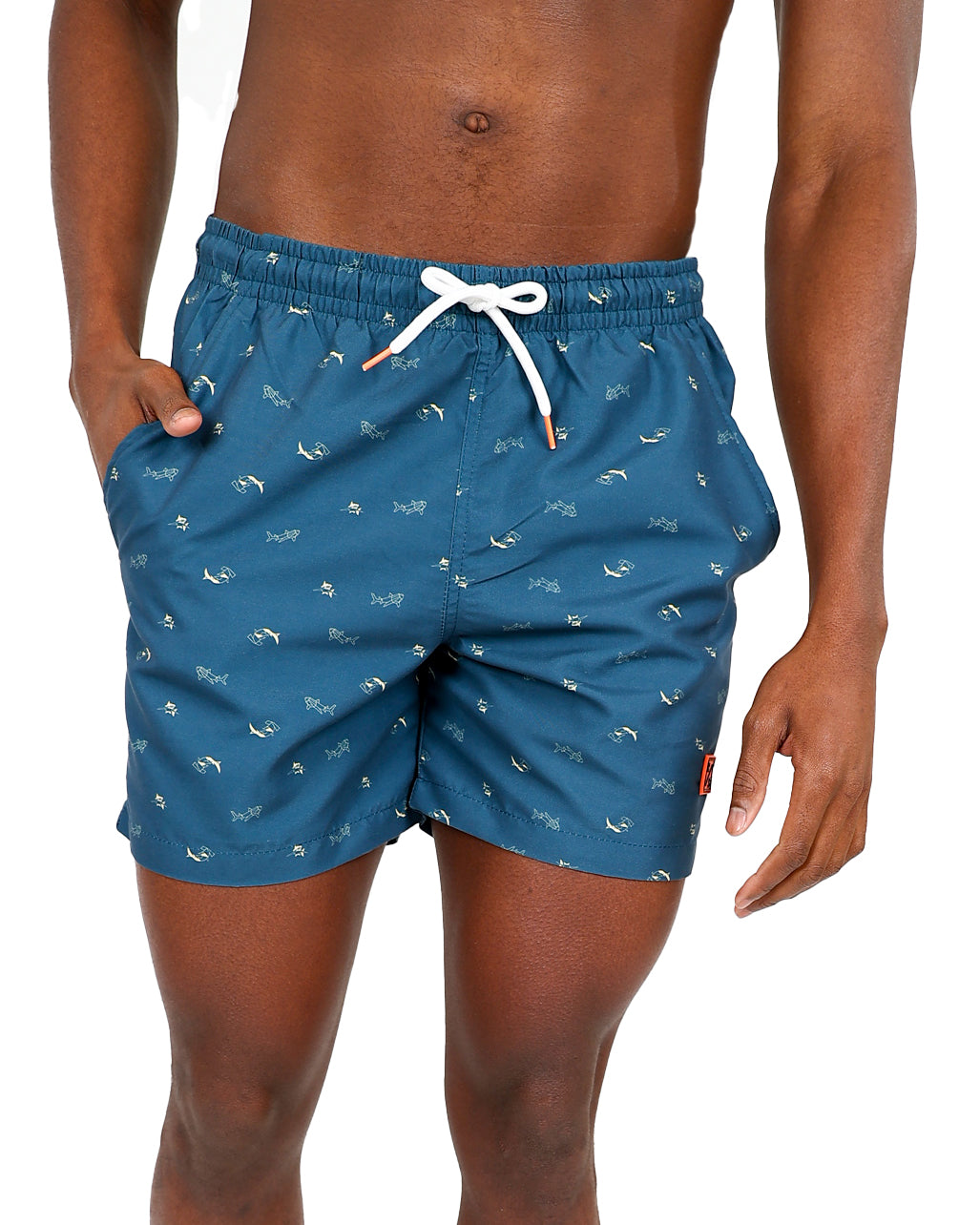 Blue Shark Origami Print Swim Shorts