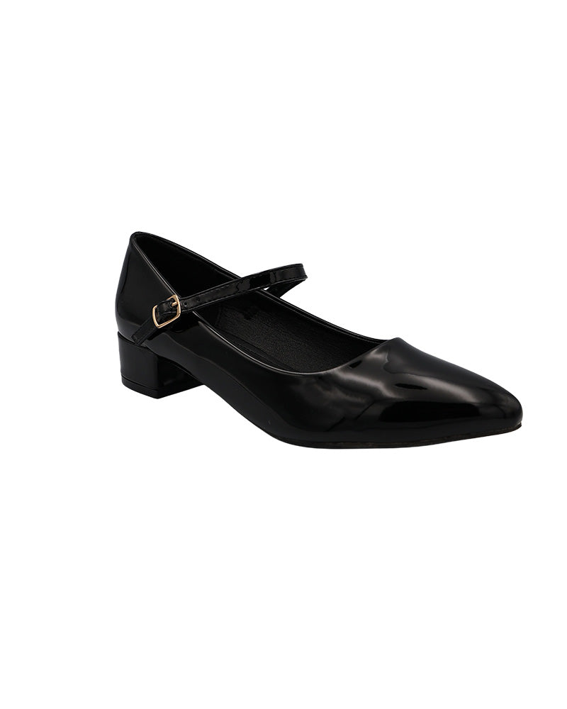 Black Strap Detail Low Block Mary Janes