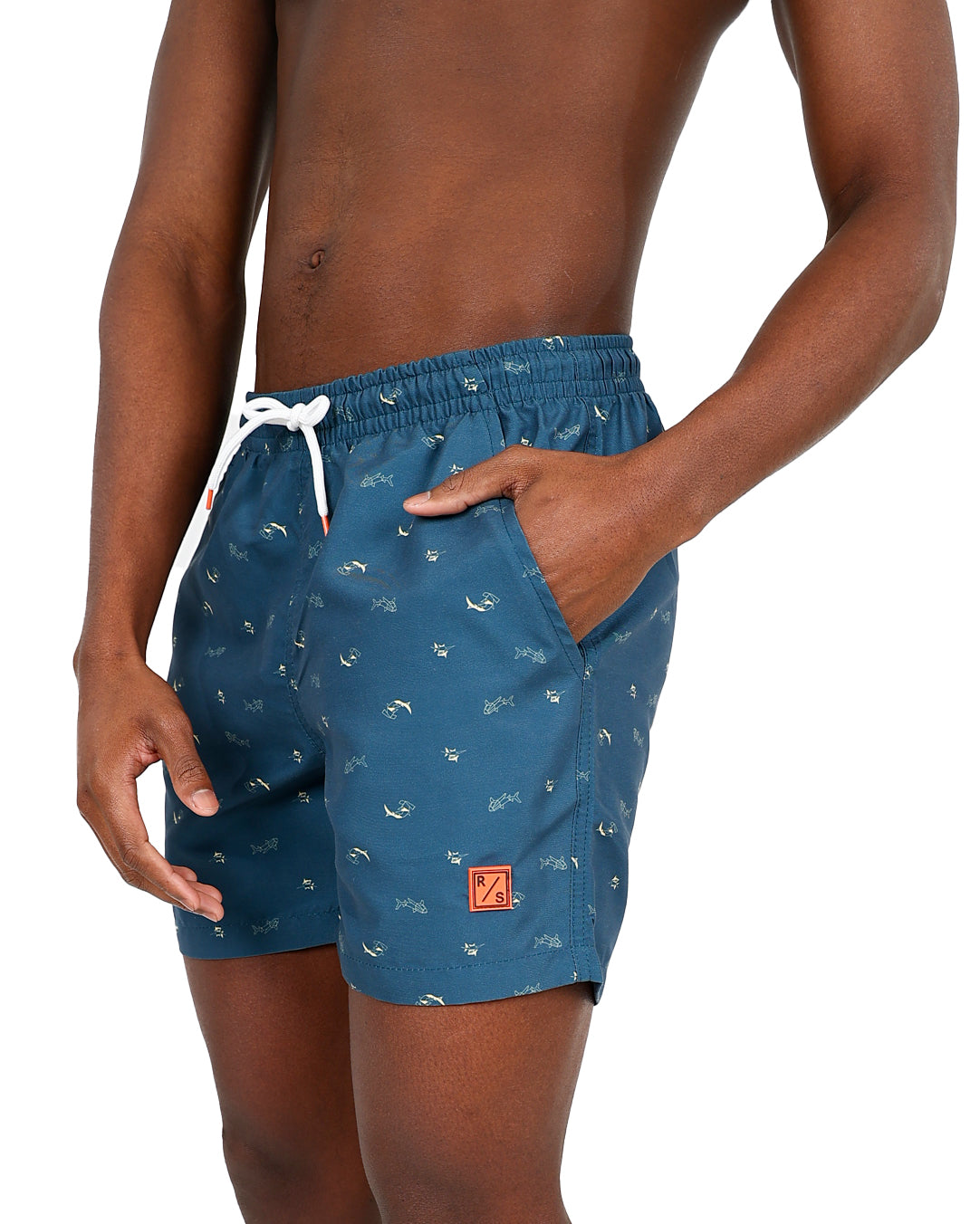 Blue Shark Origami Print Swim Shorts