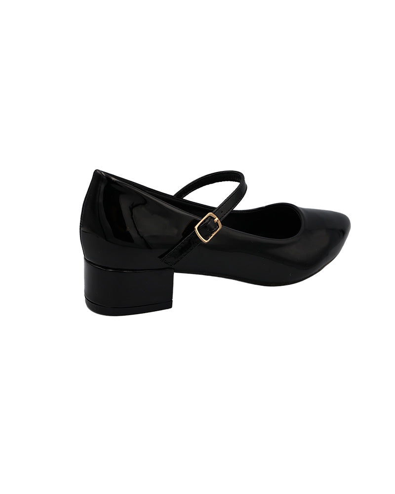 Black Strap Detail Low Block Mary Janes
