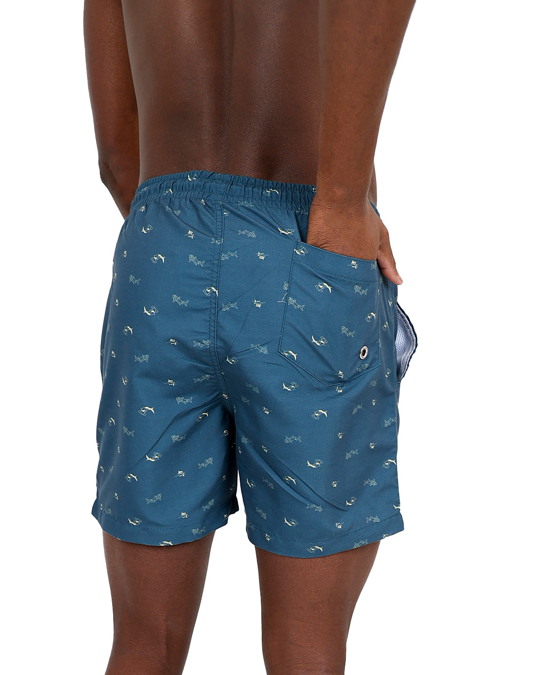 Blue Shark Origami Print Swim Shorts