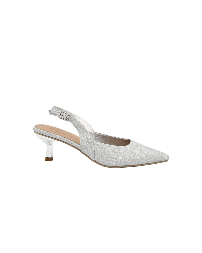 Sliver Glitter Pointed Slingback