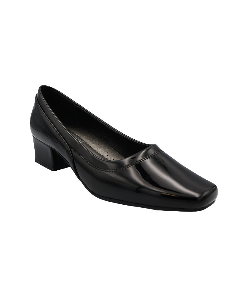 Black Square Tow Basic Court Shoe