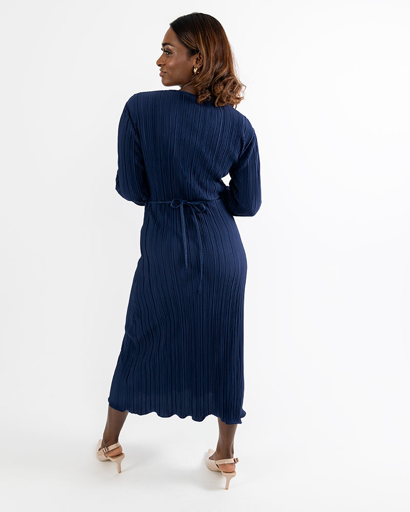 Pleated Column Midi Dress