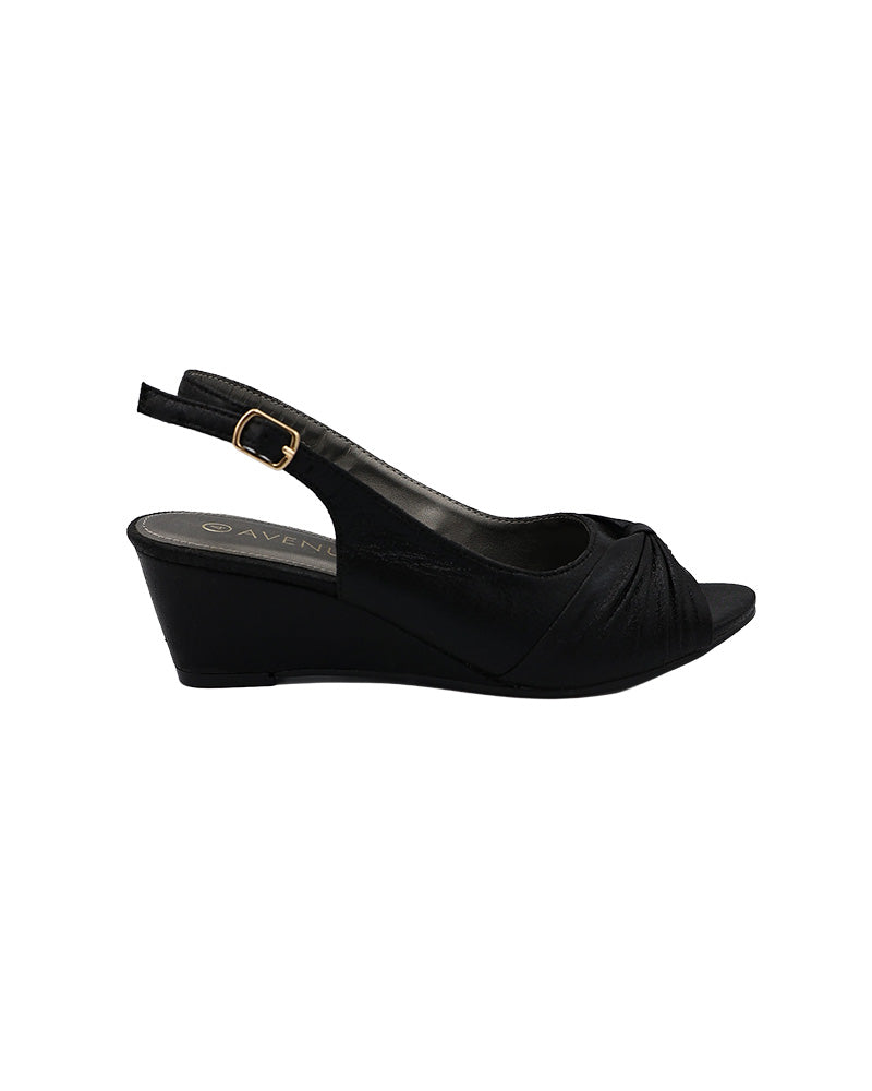 Black Peep Toe Wedge Heel