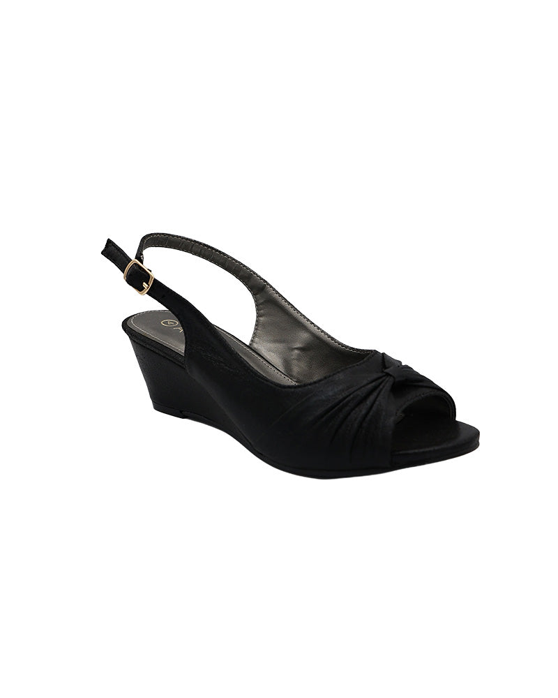 Black Peep Toe Wedge Heel
