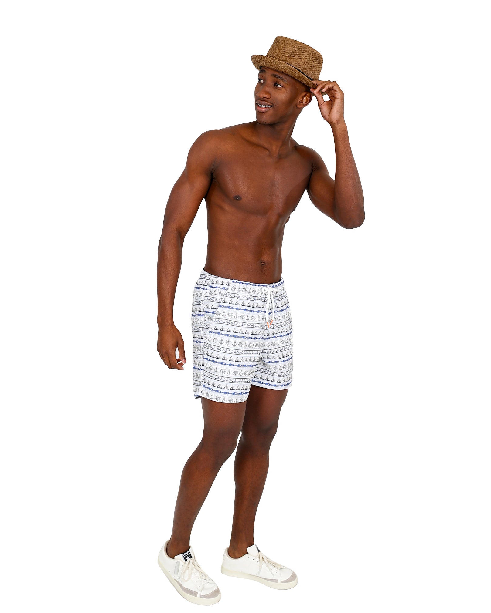 Cream Nautical Swim Shorts