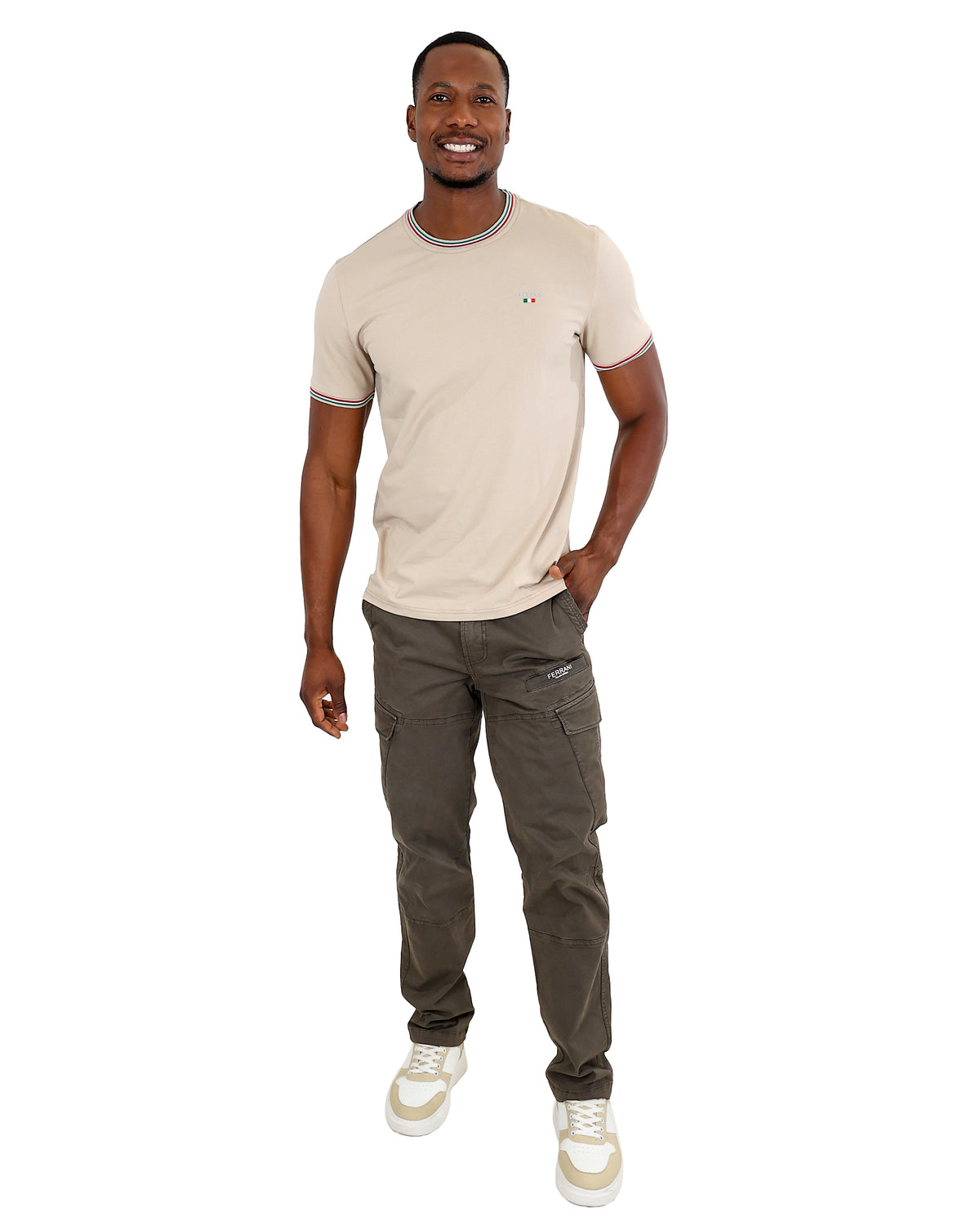 Ferrani Italian Colour Trim Stone T-Shirt