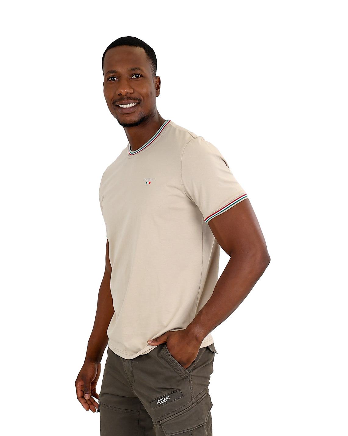 Ferrani Italian Colour Trim Stone T-Shirt
