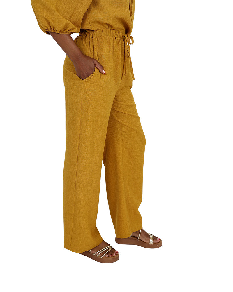 Elasticated Wide Leg Mustard Pants