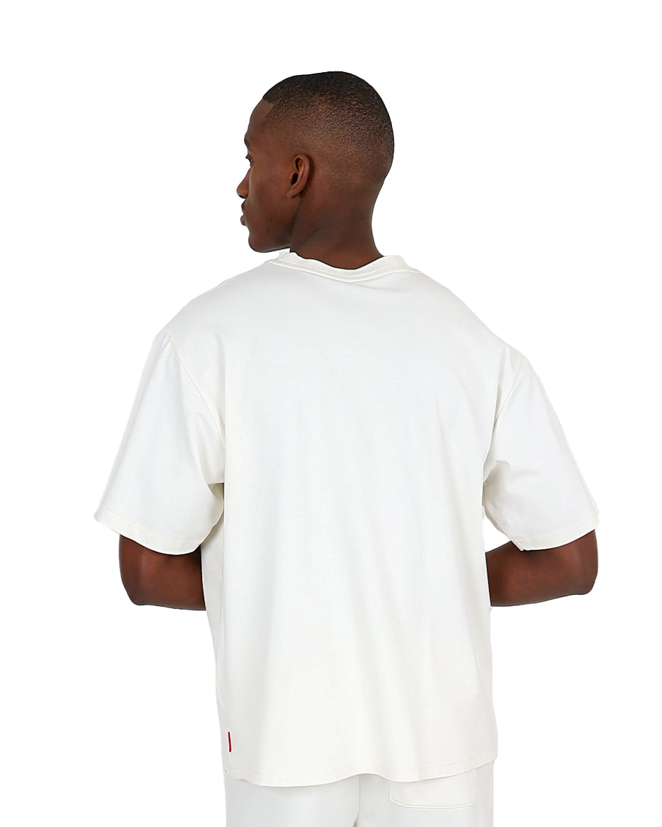 Funk Short Sleeve Oversized Cream Tonal Dragon Graphic T-Shirt