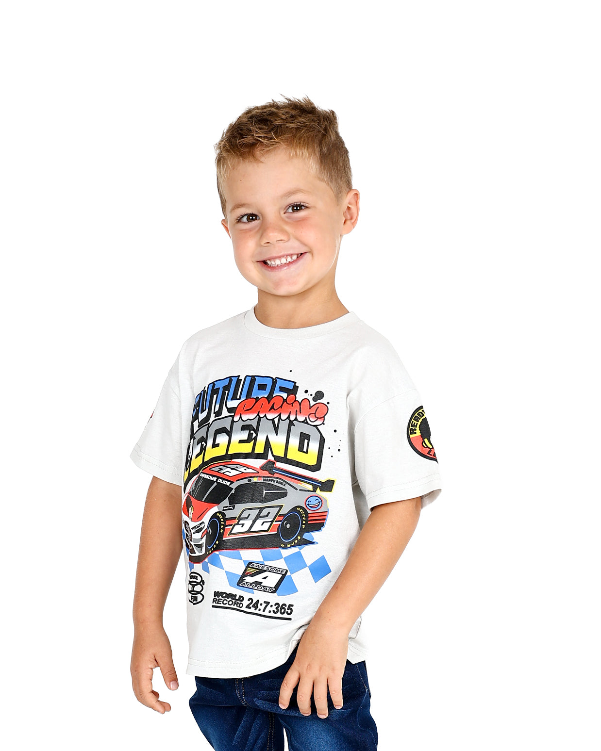 Short Sleeve "Future Racing Legend" Graphic Print T-Shirt