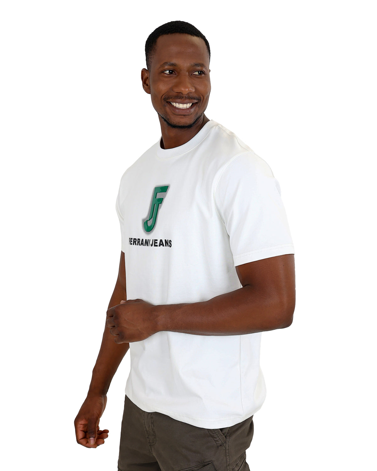Ferrani Short Sleeve White Placement Print T-Shirt