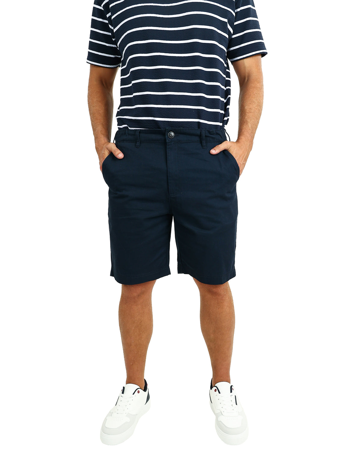 Navy Flex Waist Chino Shorts