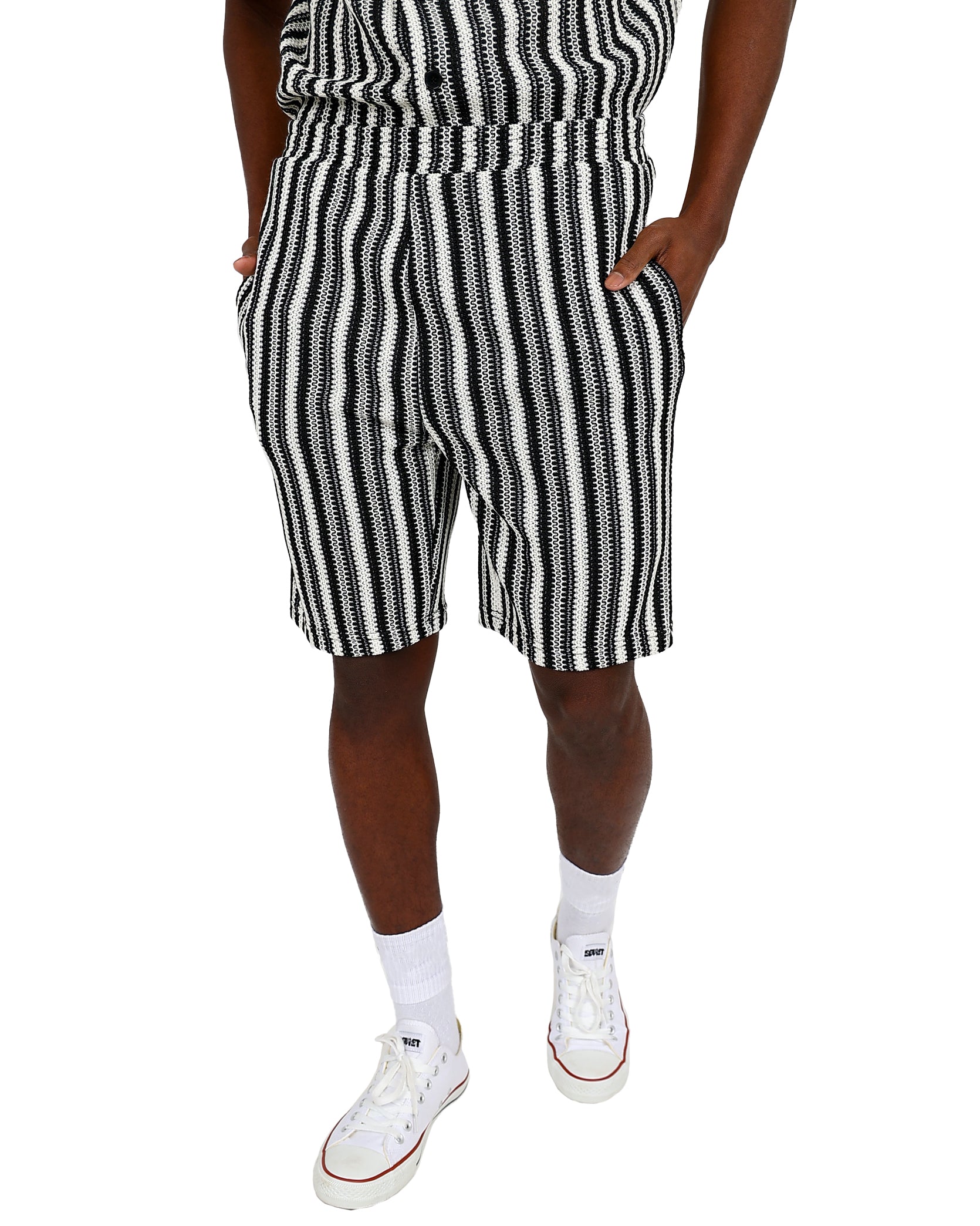 Funk Black Striped Crochet Shorts