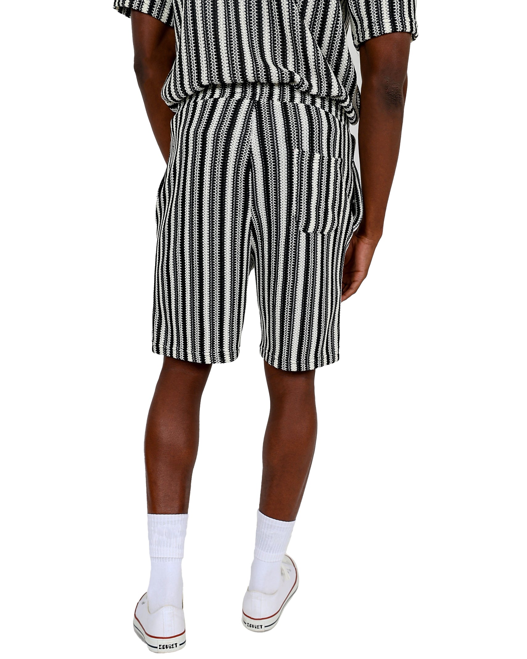 Funk Black Striped Crochet Shorts